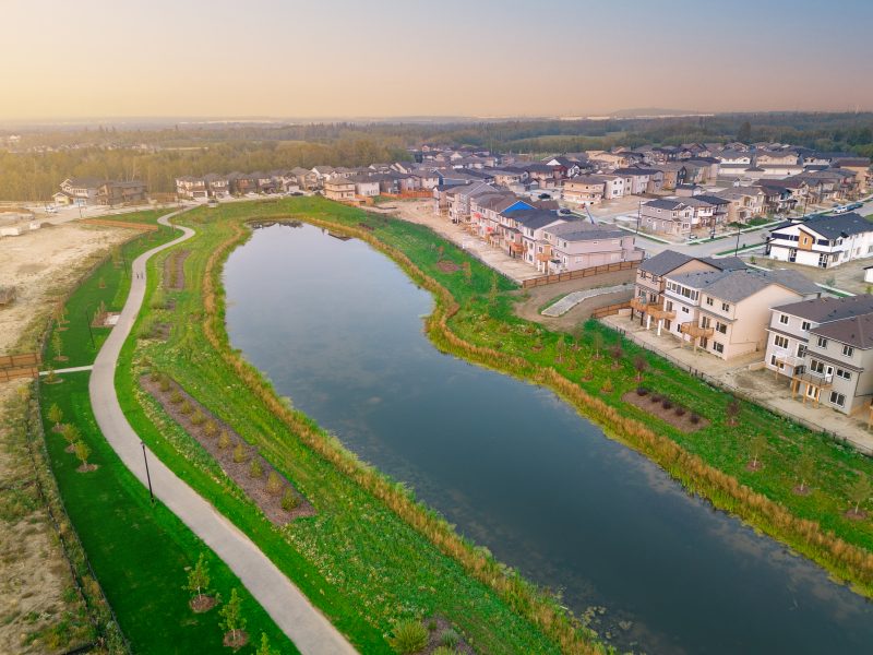 Stormwater pond in Kinglet by Big Lake