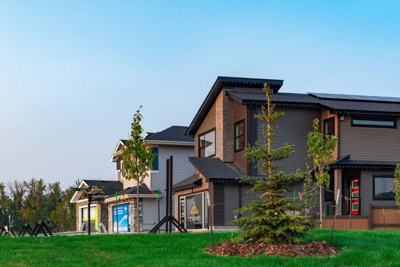 Front Garage showhomes in Kinglet by Big Lake