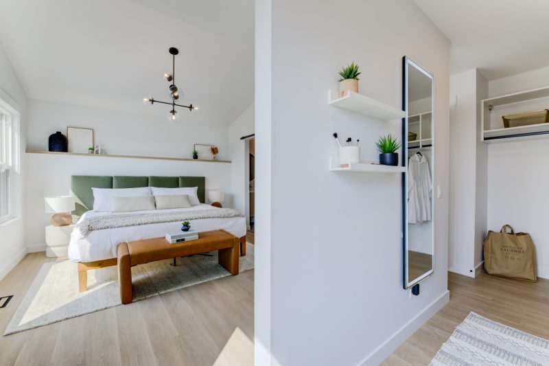 Primary Bedroom in City Home’s Brantford Showhome in Kinglet by Big Lake