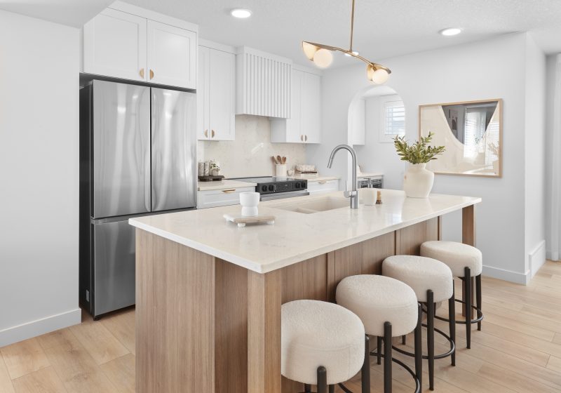 Kitchen in Streetside's Harlow Townhome Showhome in Kinglet by Big Lake