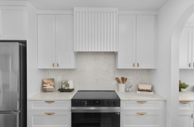 Kitchen in Streetside's Harlow Townhome Showhome in Kinglet by Big Lake