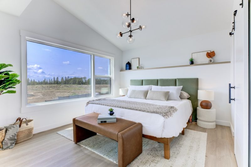 Primary bedroom in City Homes Brantford M Showhome in Kinglet by Big Lake